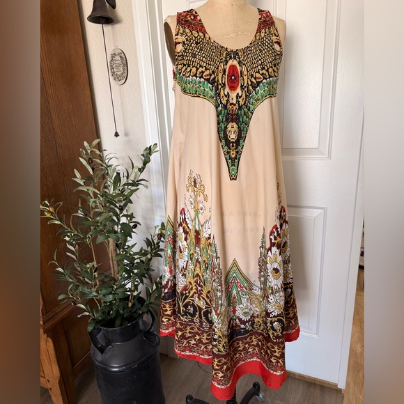 Dresses & Skirts - Lapogee Boho Print Tank Trapeze Dress. Size S
